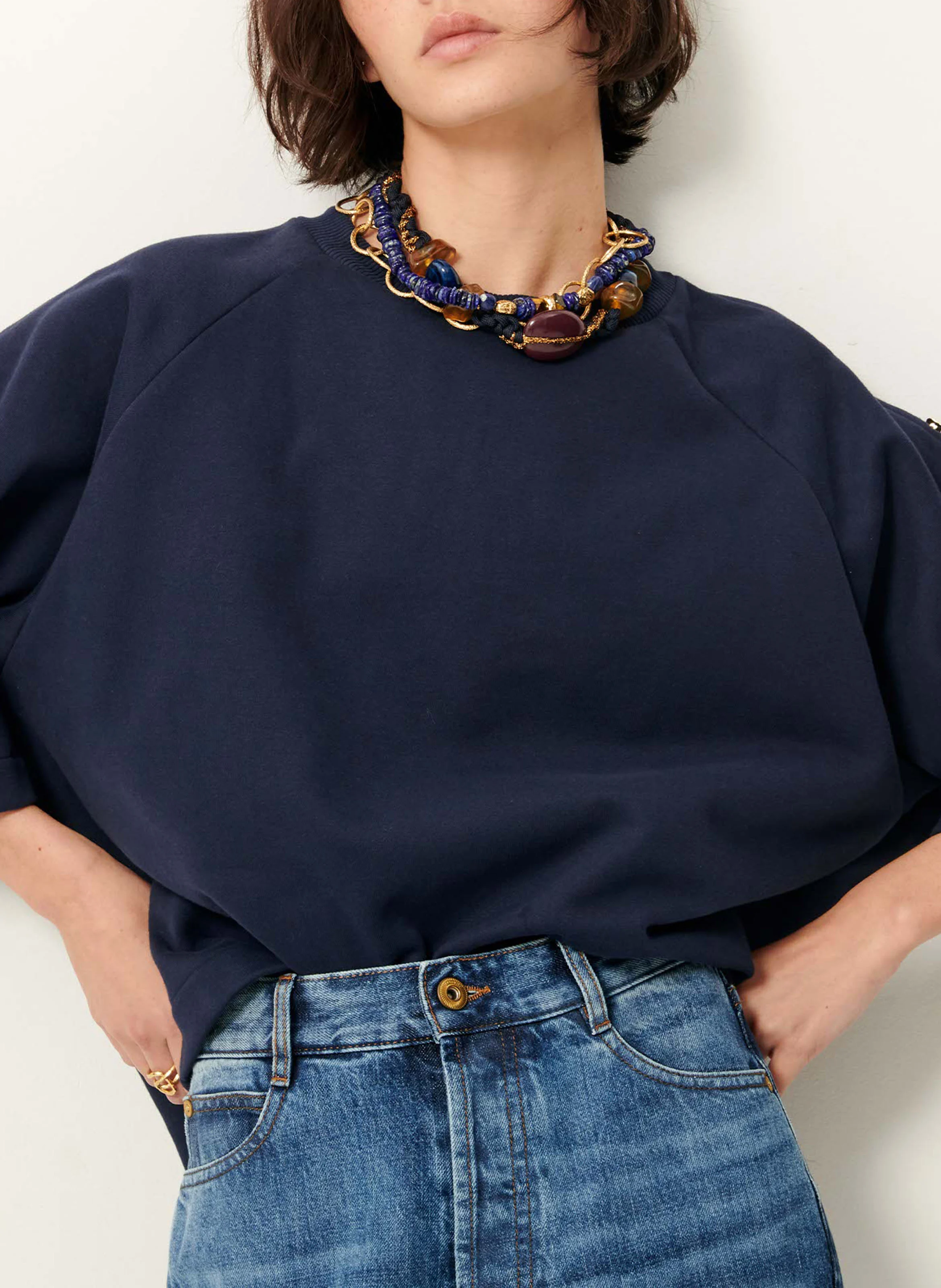 SOUND - Sweat cropped en coton | Bleu