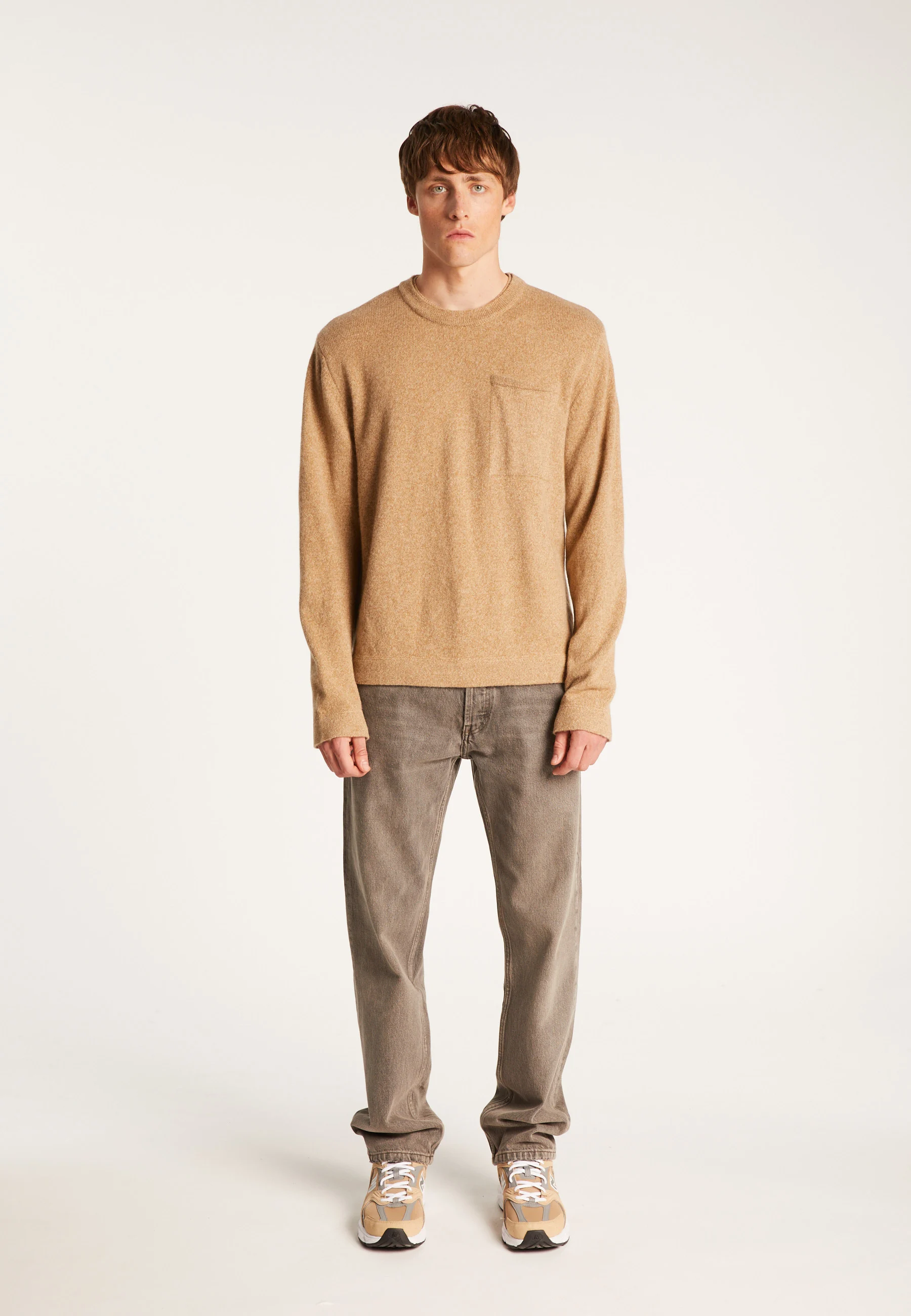 TYLANAH24 - Pull col rond en laine et cachemire | Marron