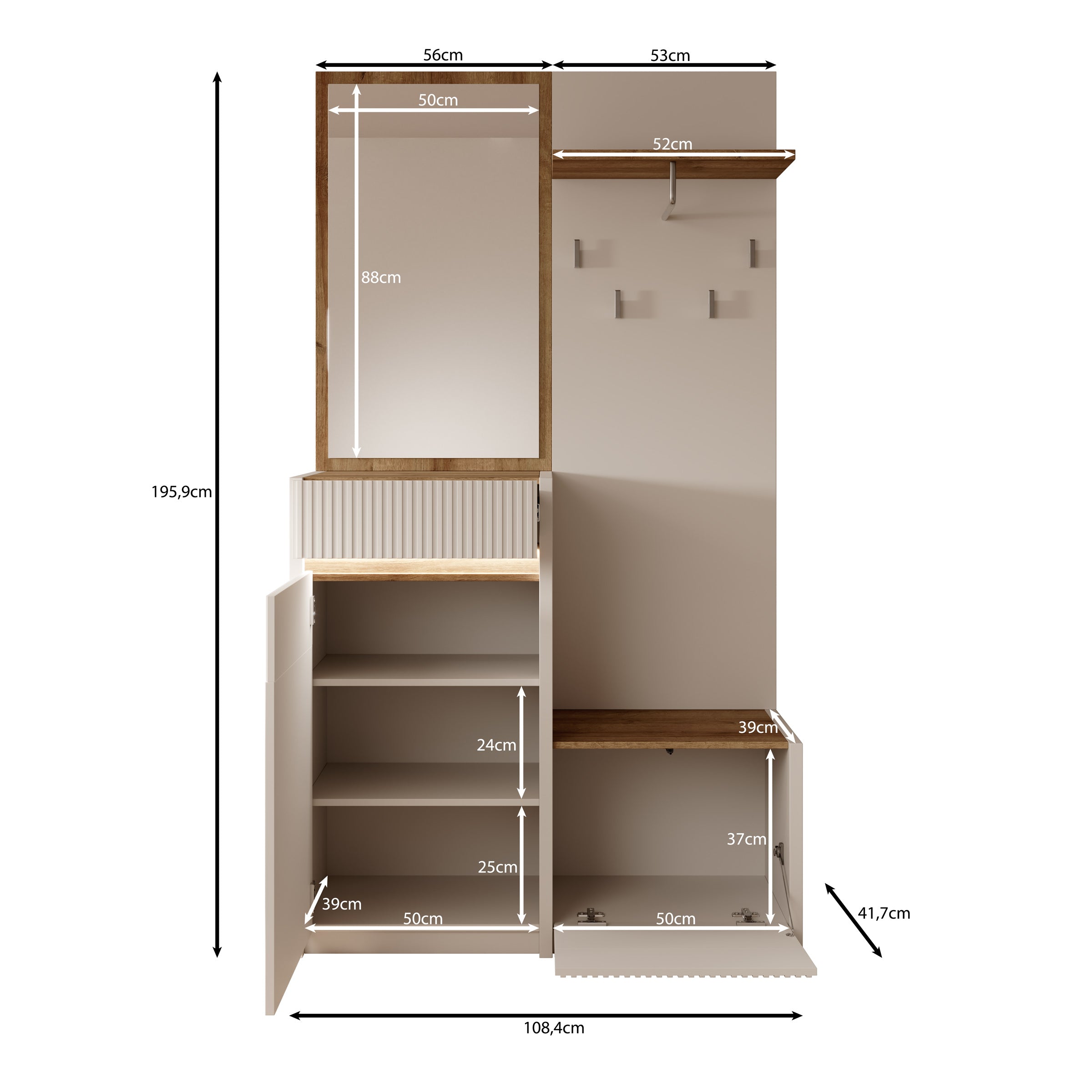 Orenzo - Kapstok - Beige - 108x42x196 cm
