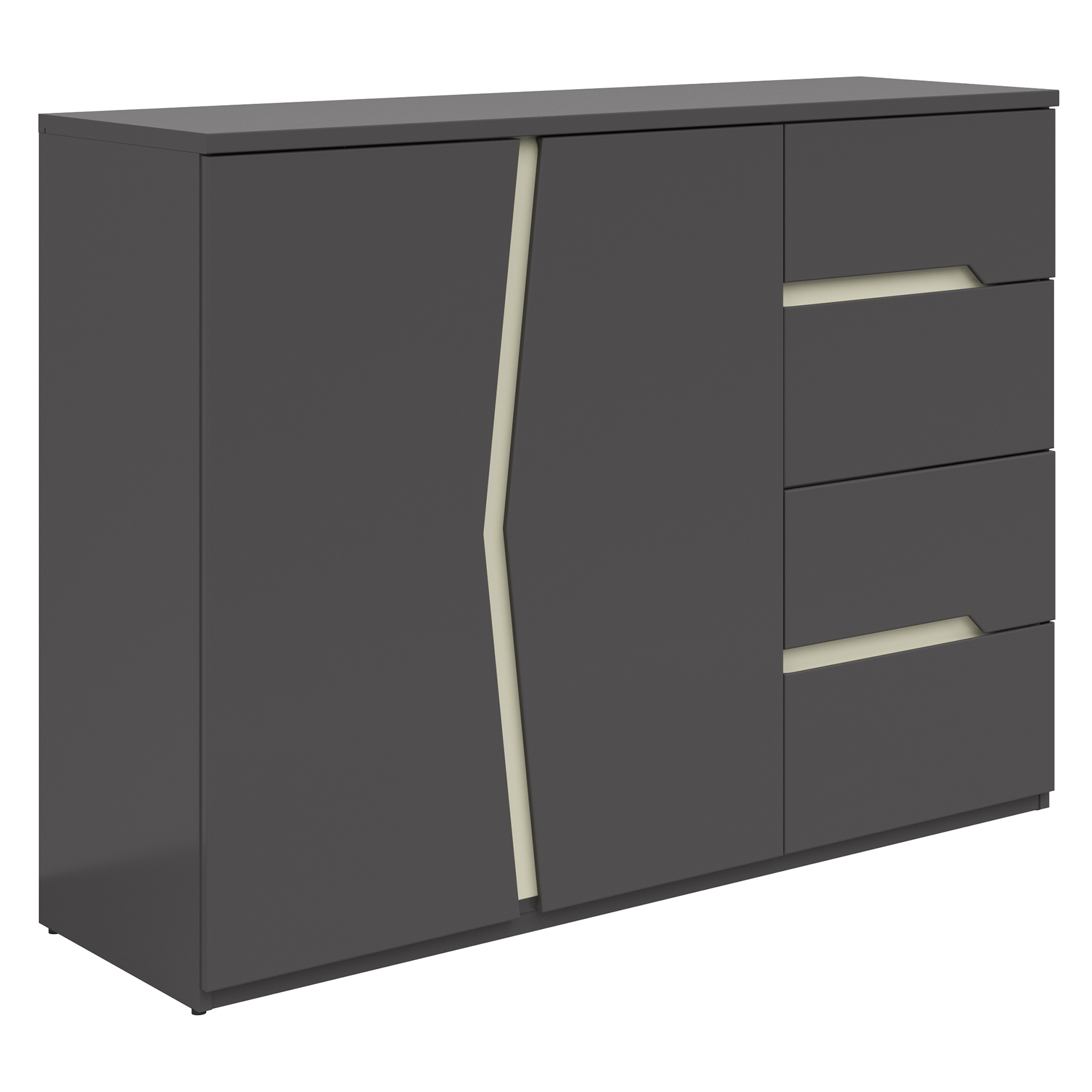Kommode - kieselgrau-graphit - 124 cm