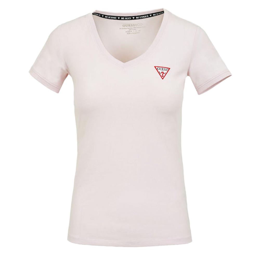 Guess T-shirt Rose Pâle Femme Guess Mini Triangle