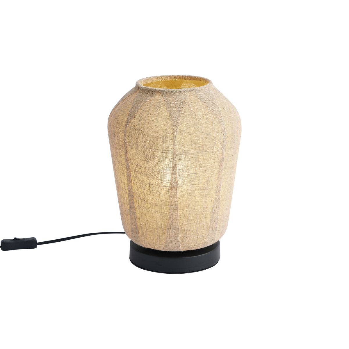 Japandi tafellamp zwart met beige linnen kap 21.5cm - Nami