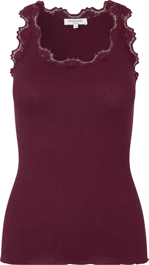 Rosemunde Silk top w/ lace Maroon red