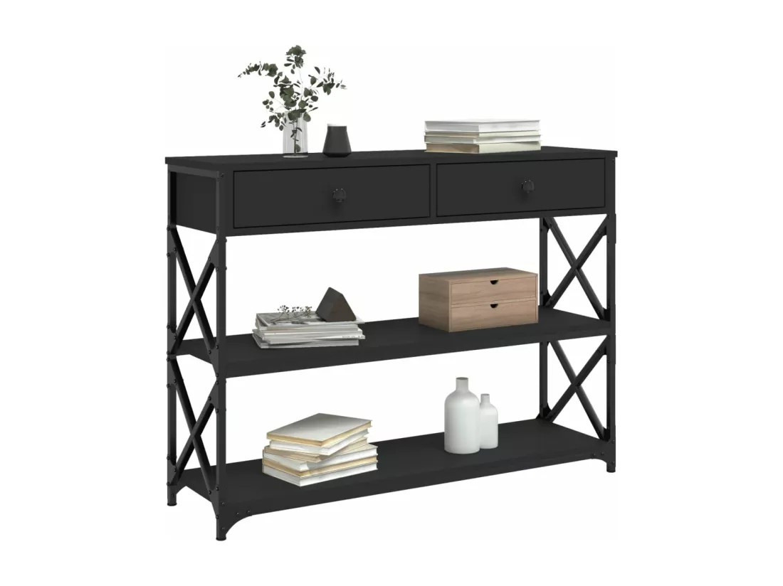 Table console noir 100x28x75 cm bois d'ingénierie