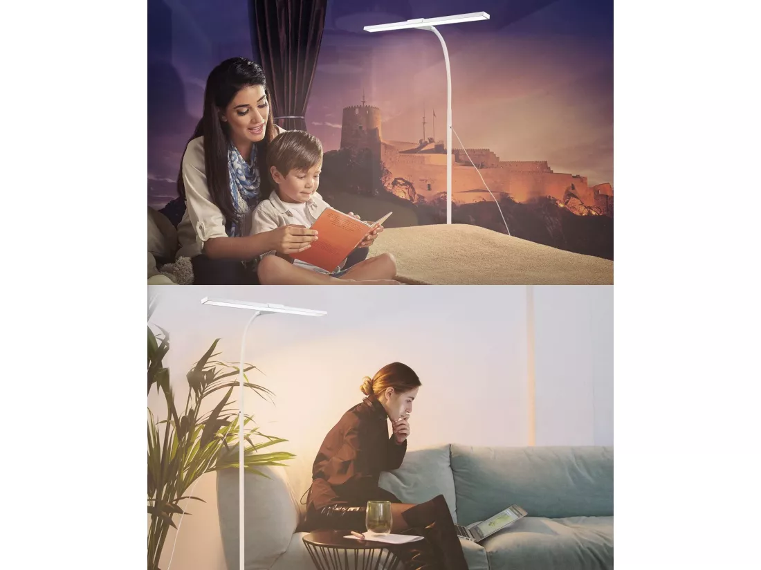 NETTLIFE Lampadaire LED Salon dimmable - 156CM Moderne 10W Touch Control Lampe de lecture avec minuterie Lampe de lit Col de cygne réglable