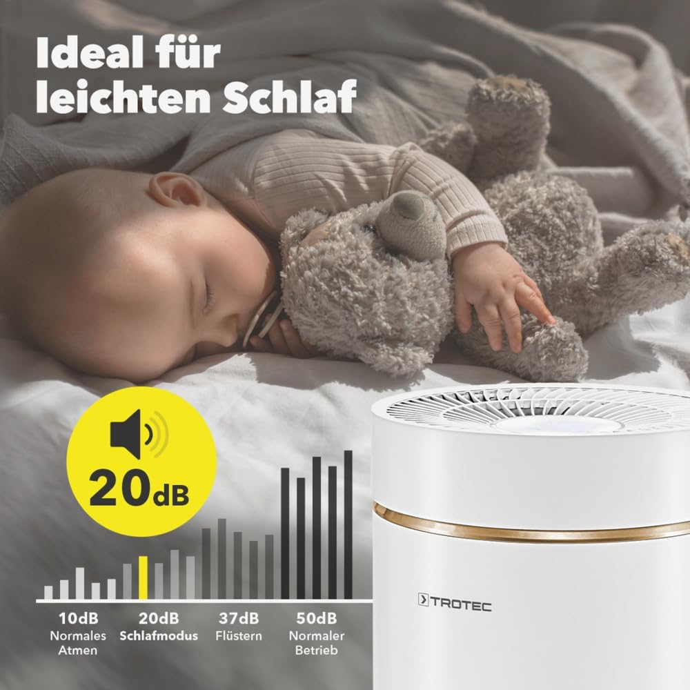 TROTEC AirgoClean 170+ Luftreiniger – HEPA Filter für Allergiker – Räume bis 42 m² /105 m³, Luftfilter entfernt 99,97% aller Partikel, Gebläsestufen 5 mit Turbo-Modus, weiß