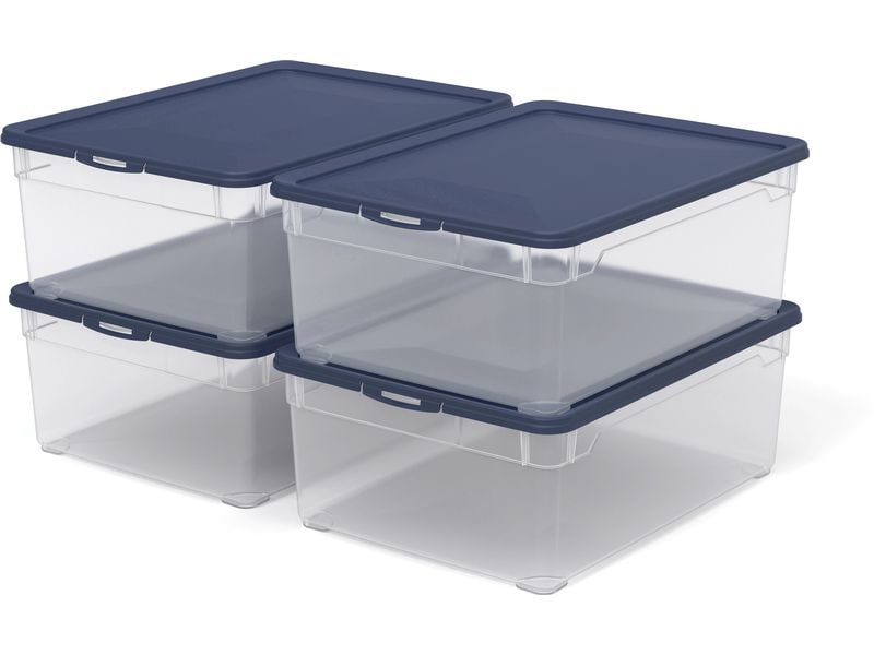 Rotho Aufbewahrungsbox CLEAR Blau, 4 tlg. Box-Set