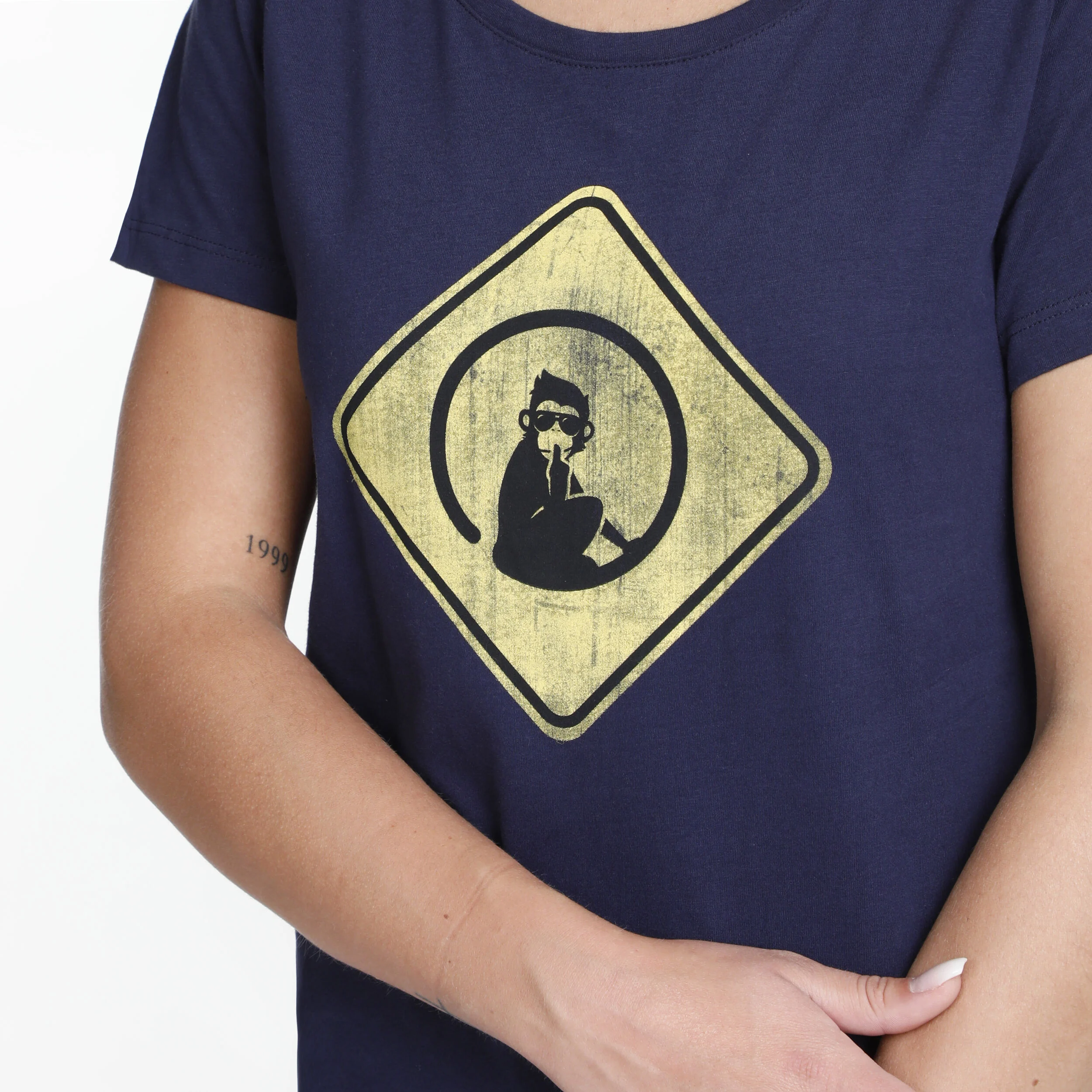 Quiet Please Australia Road Sign T-shirt Femmes - Bleu Foncé , Jaune