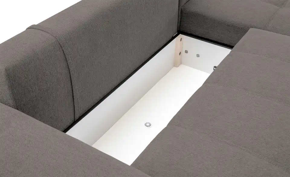Ecksofa Arissa de Luxe Steingrau rechts Webstoff