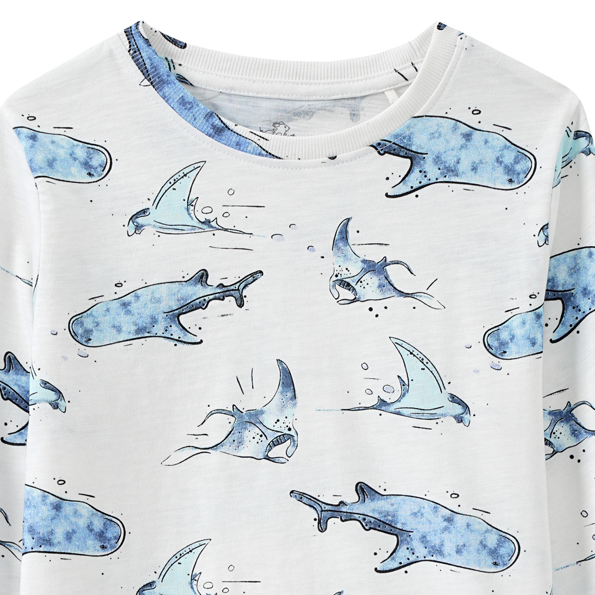 Topolino Jungen Langarmshirt mit Fisch-Motiven weiss