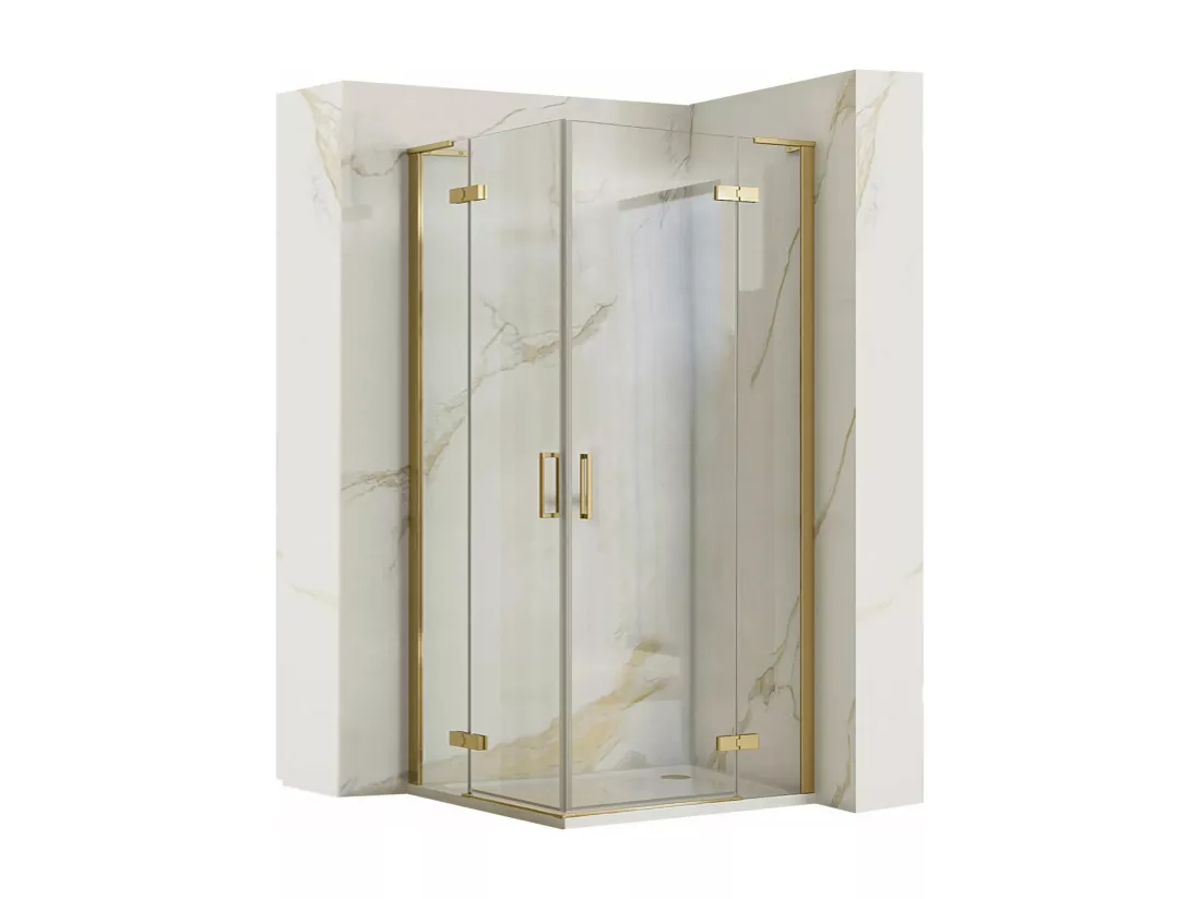 Cabine De Douche Rea Hugo Double 80X90 Brush Gold