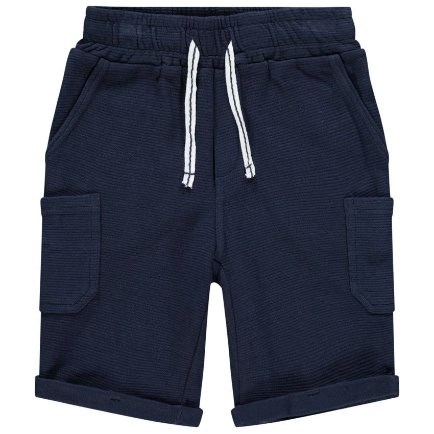 Bermuda en maille style ottoman à poches - Bleu marine