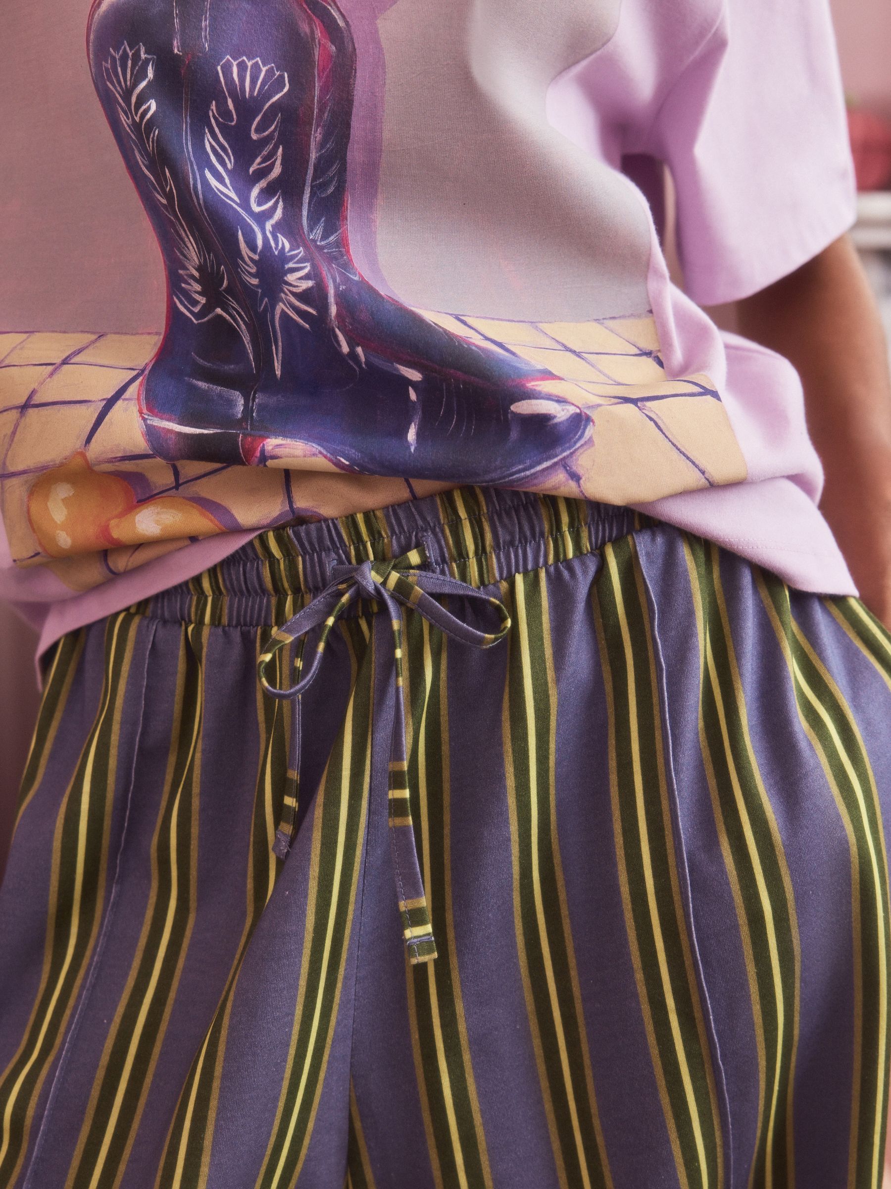 Paars streep - Pyjama met korte mouwen