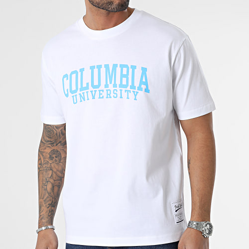 Tee Shirt Oversize Large Columbia Blanc Bleu Ciel