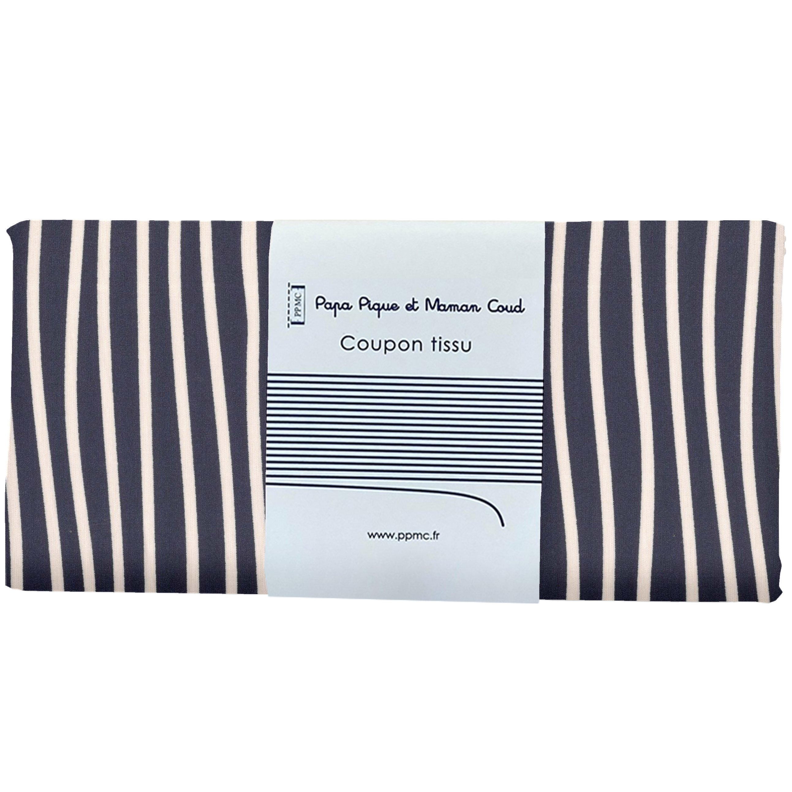 Coupon Tissu 50 Cm Rayé Ivoire Marine