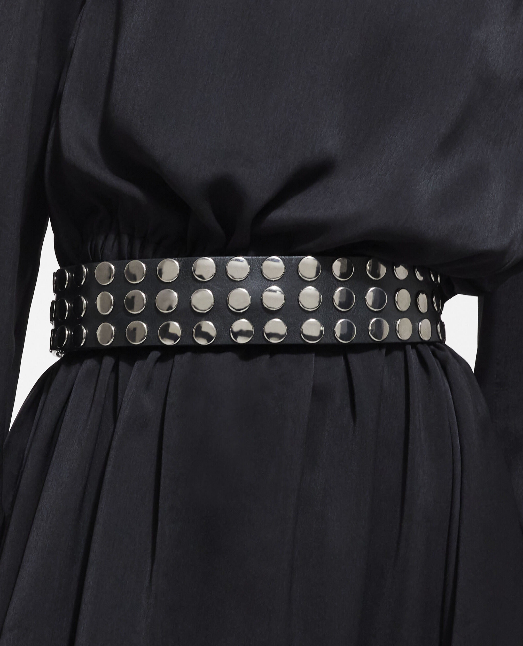 Ceinture large en cuir noire