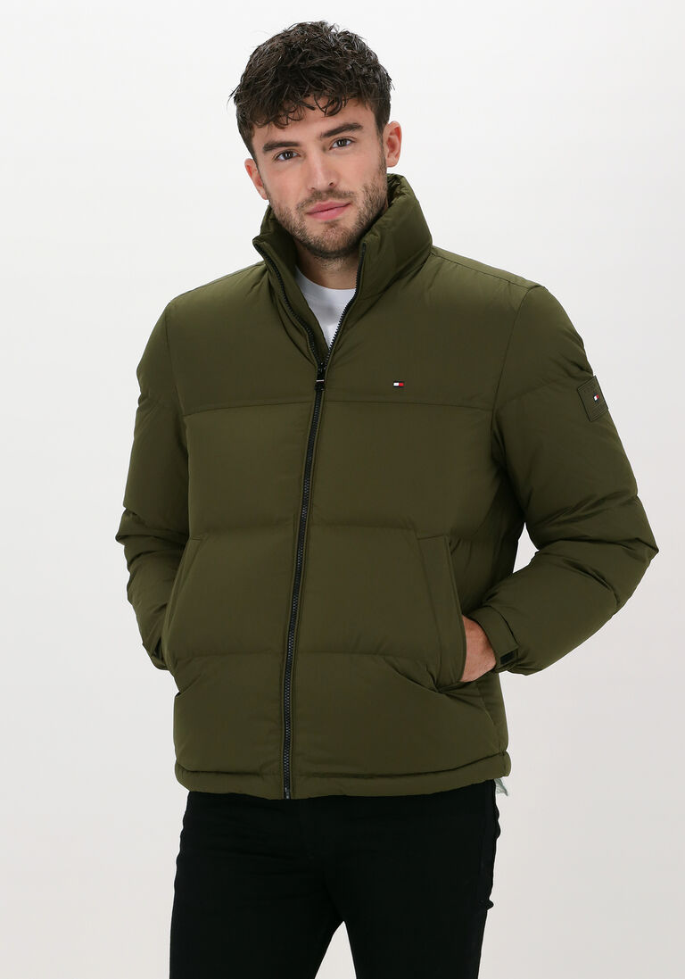 TOMMY HILFIGER olijf tommy hilfiger gewatteerde jas hilfiger down stand collar jkt