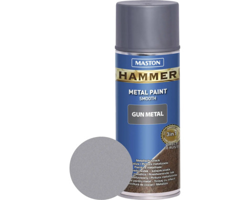 Maston Hammer Gun Metal gladde spuitverf, metaalbescherming, grijs, 400 ml