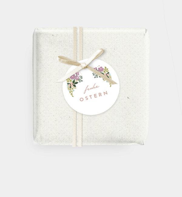 Geschenkanhänger Floral Egg, Geschenkanhänger rund (Ø 50mm)