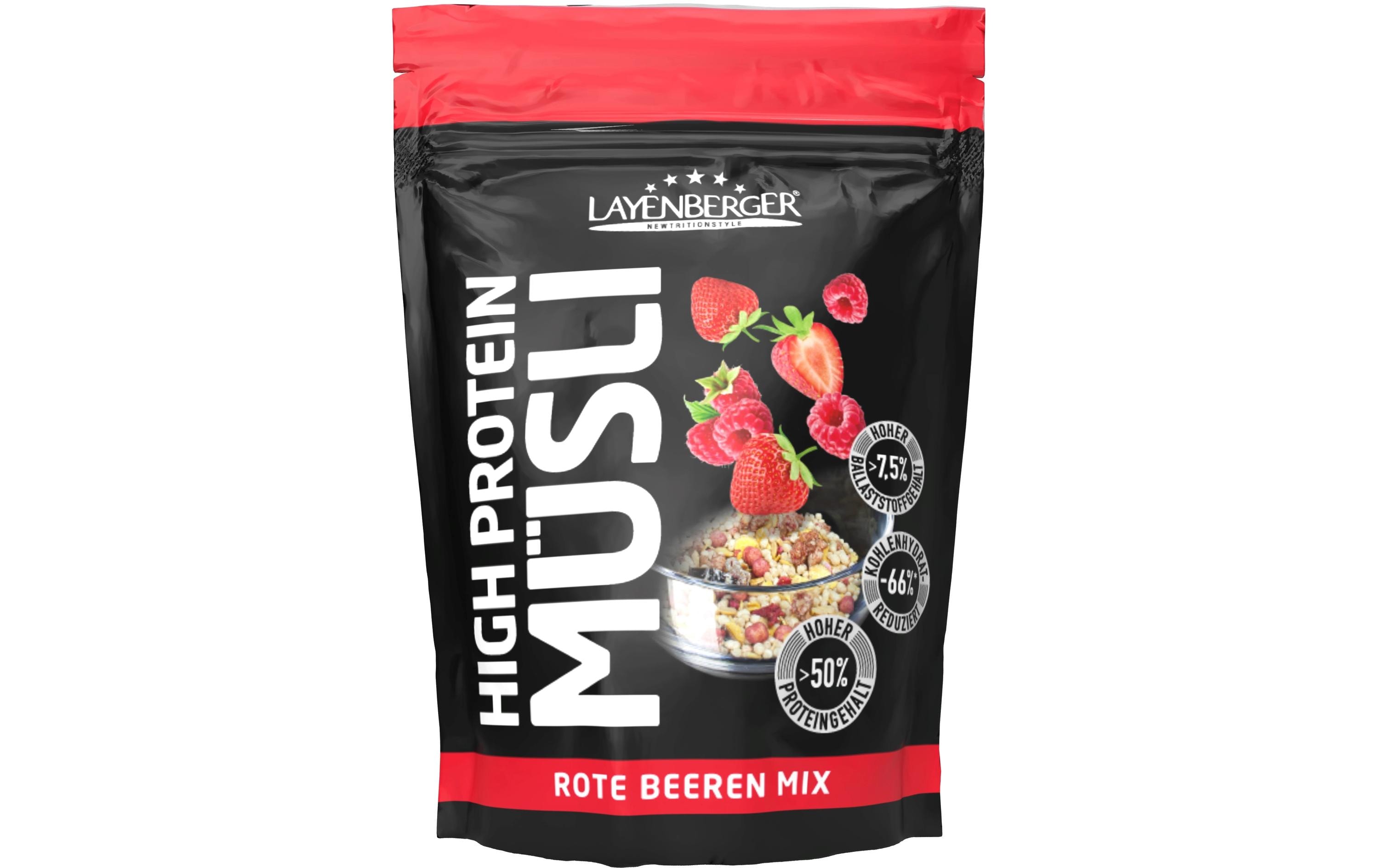 Müesli 3K Protein Rote Beeren Mix 360 gProteinreiches Knuspermüesli mit Beeren im wiederverschliessbarem Beutel