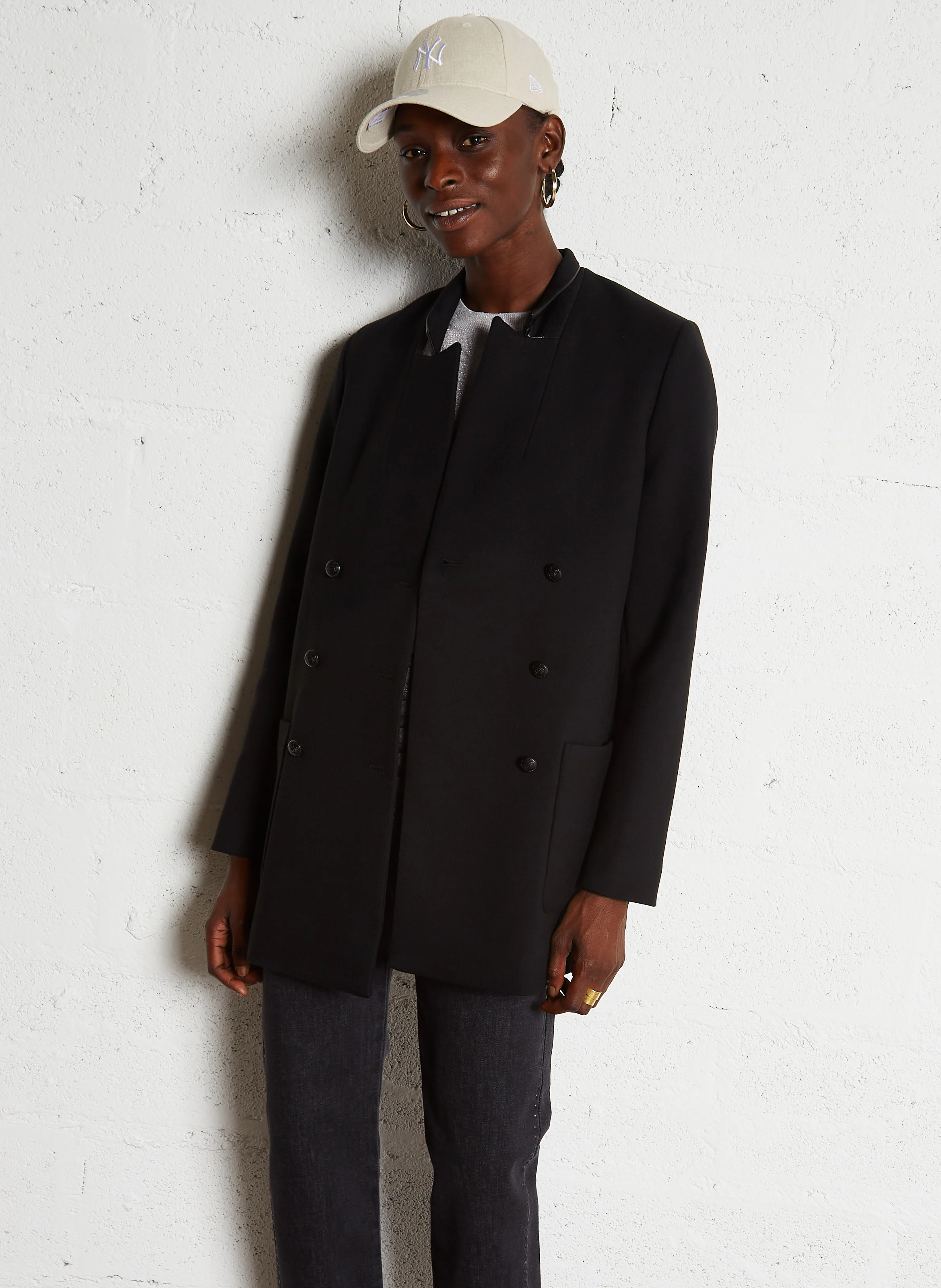 Caban col tailleur droit | Noir