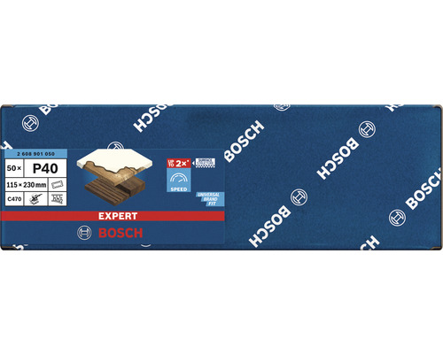Schuurblad voor Bosch excenterschuurmachine, 115x230 mm, korrel 40, 14-gats, 50 stuks