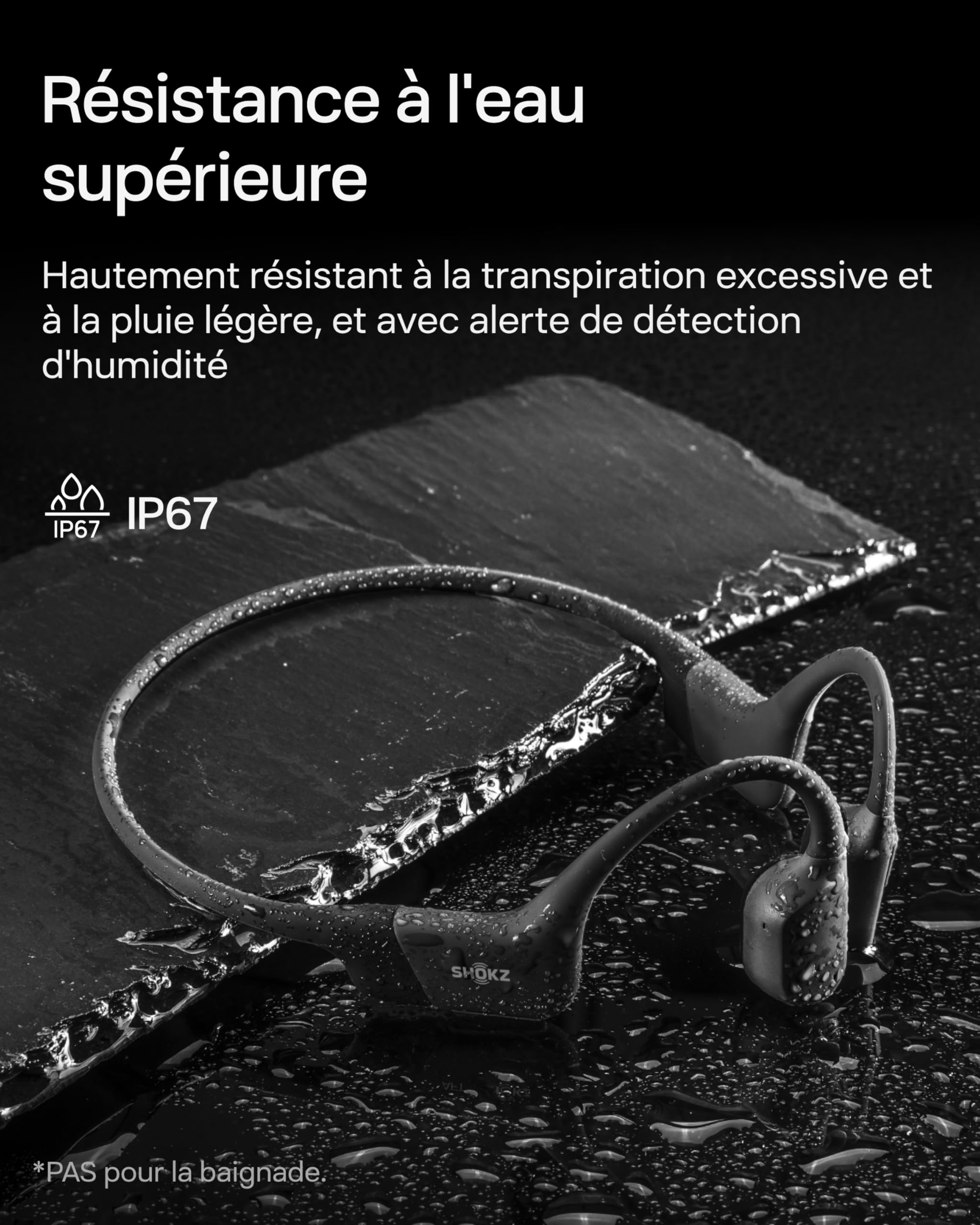 SHOKZ OpenRun Mini Casque à Conduction osseuse, écouteurs Bluetooth Oreilles Libres pour Le Sport avec Micro, Casque sans Fil étanche IP67, 8 Heures d’autonomie, USB-C, Bandeau de Sport, Noir
