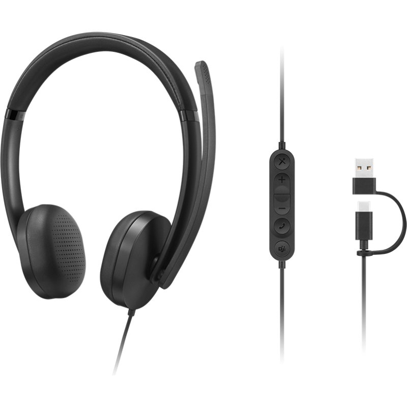 Lenovo VoIP Headset 5000 Casque Avec fil Arceau Bureau/Centre d'appels USB Type-C Noir