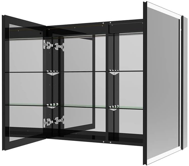 Home Deluxe LED-Spiegelschrank EVE Schwarz 100 x 80 cm I mit Steckdose, Bad, mit Beleuchtung und Steckdose, Beleuchteter Schrank mit USB-Anschluss