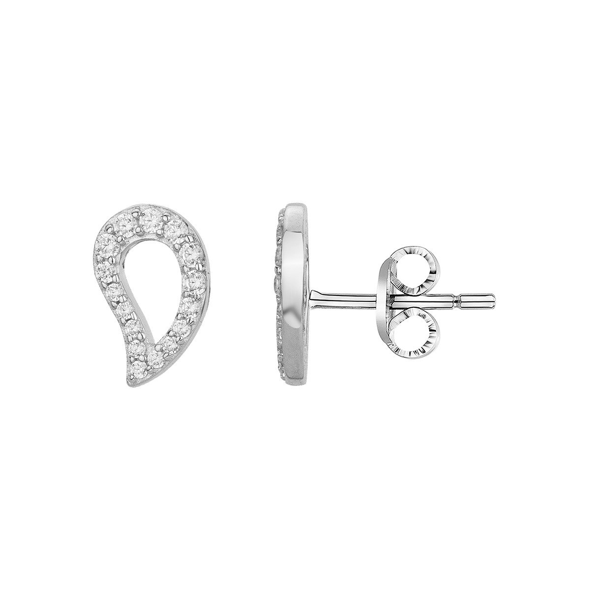 Boucles d'oreilles clous en Argent avec oxyde de zirconium blanc