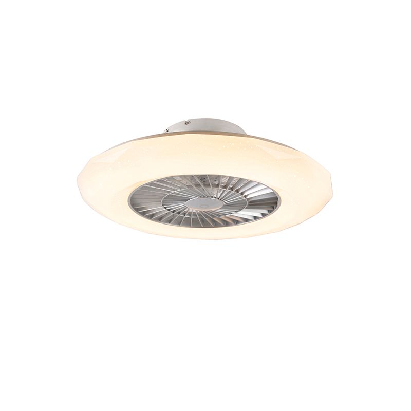 Plafondventilator zilver met ster effect 59cm incl. LED dimbaar met afstandsbediening - Clima