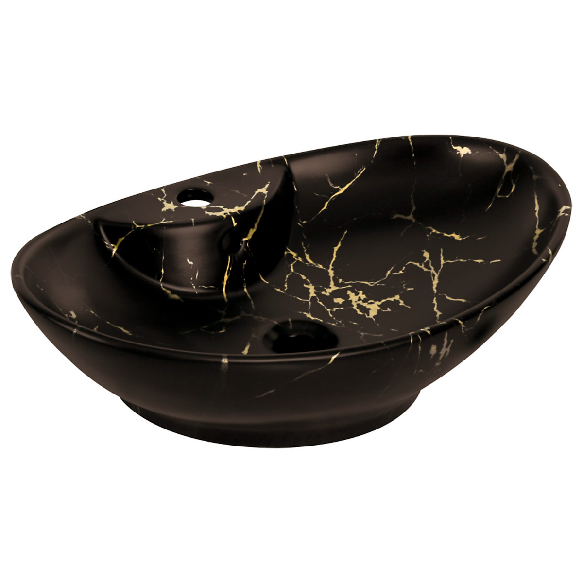 Kerra KR 139 keramische waskom 58x38cm zwart/goud