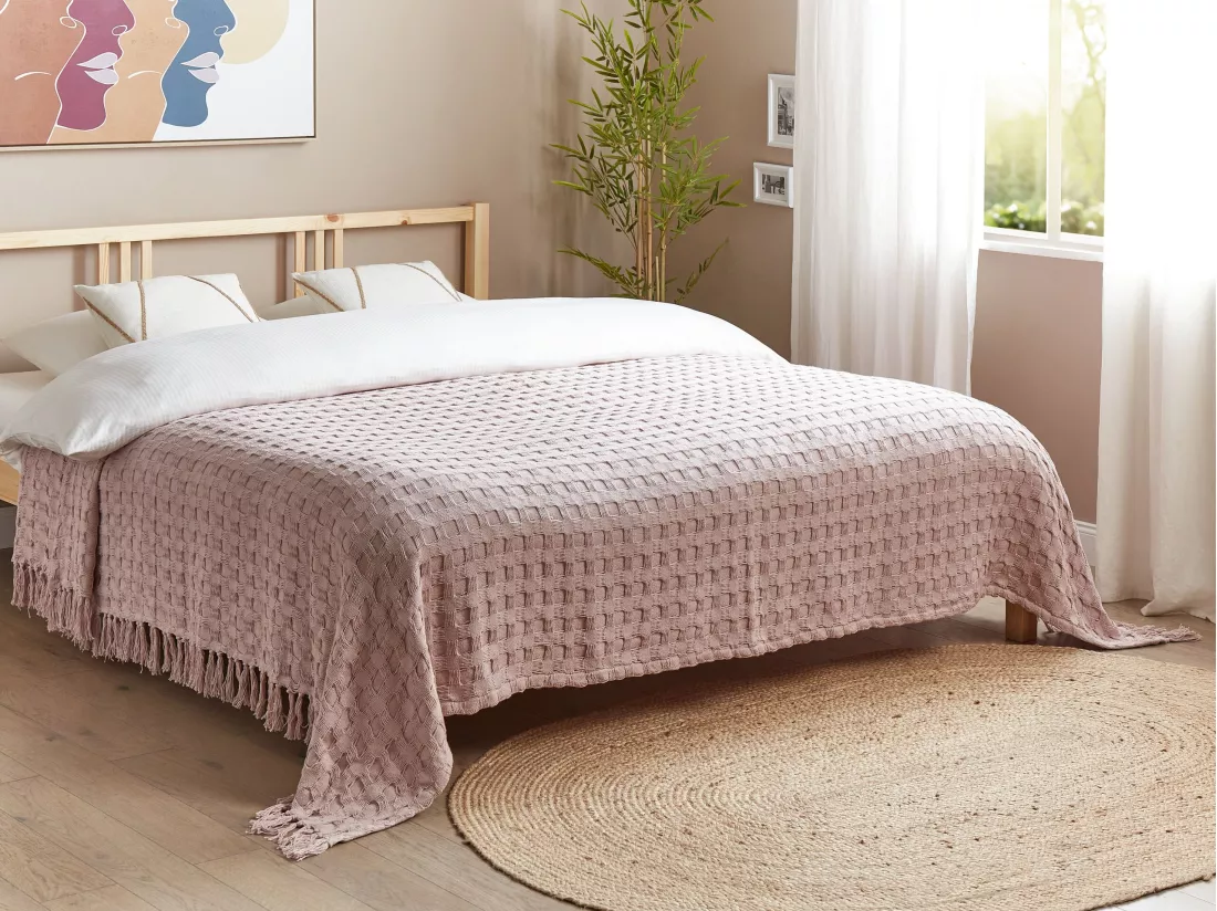 Couvre-lits BERE Coton 220 x 240 cm Rose pastel