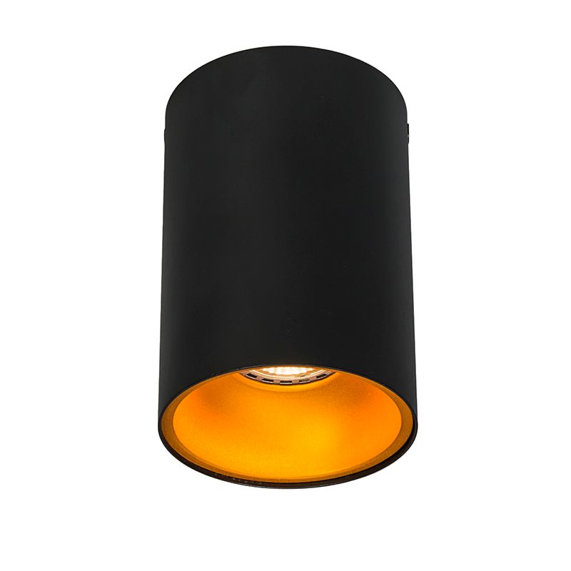 Moderne spot zwart met goud GU10 50mm - Deep