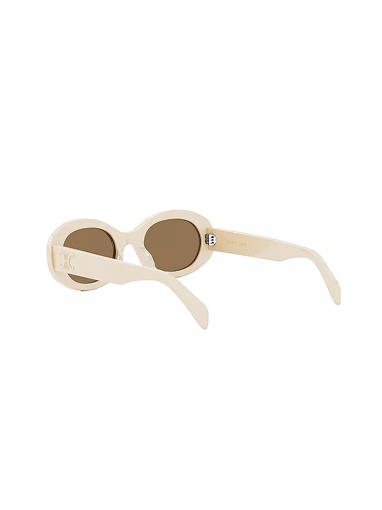 CELINE Triomphe weisse ovale Sonnenbrille creme