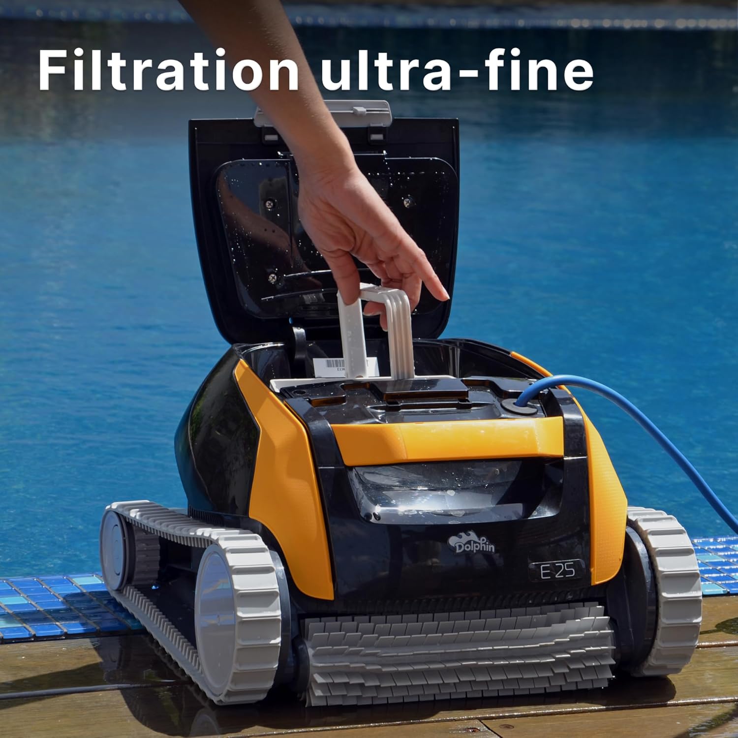 Dolphin E25 Robot Nettoyeur électrique avec Fil pour Piscine Hors-Sol Jusqu’à 10 m - Nettoyage Fond et parois - Système de Scan Intelligent