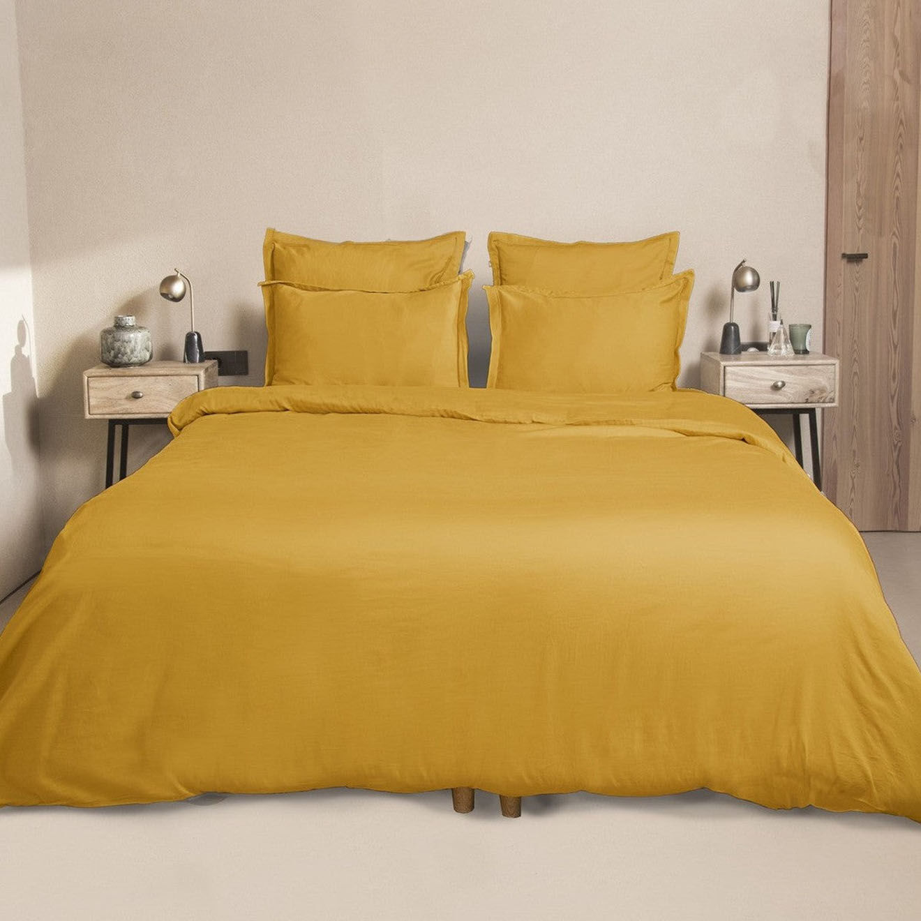 Febronie Drap housse en Satin de Coton Julia jaune