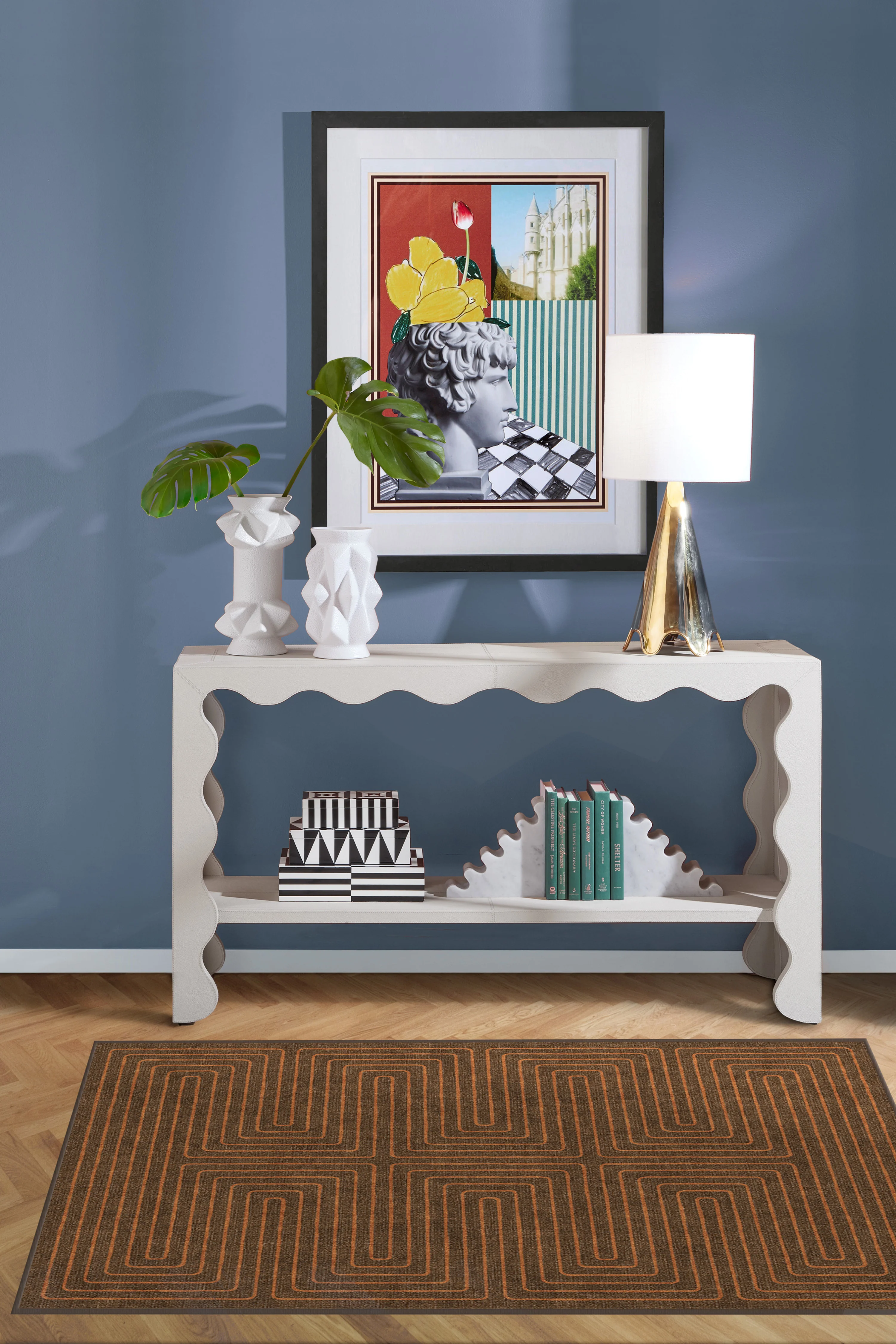 Wasbare laagpolige loper Labyrinth van Jonathan Adler