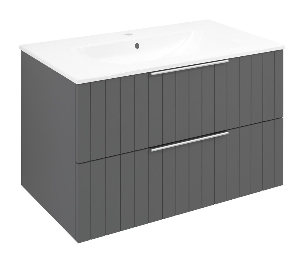Sapho Cirasa wastafel onderkast met ribbelfront 80x46x52cm antraciet
