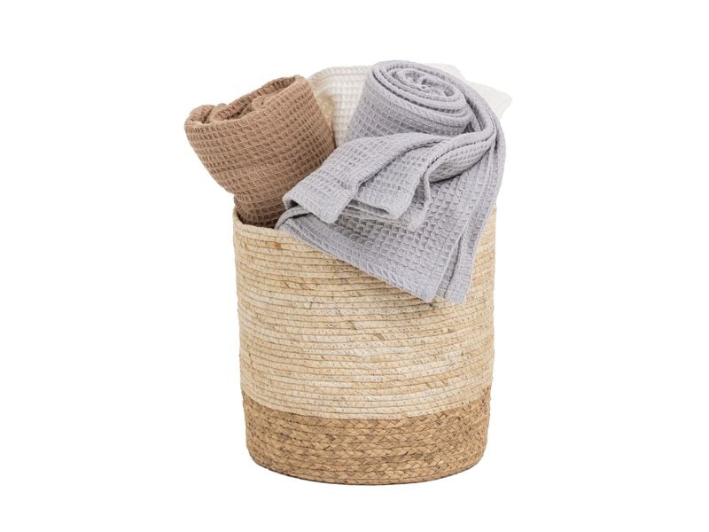COCON Aufbewahrungskorb Beige/Braun, 35 x 35 cm Geflochtener Behälter