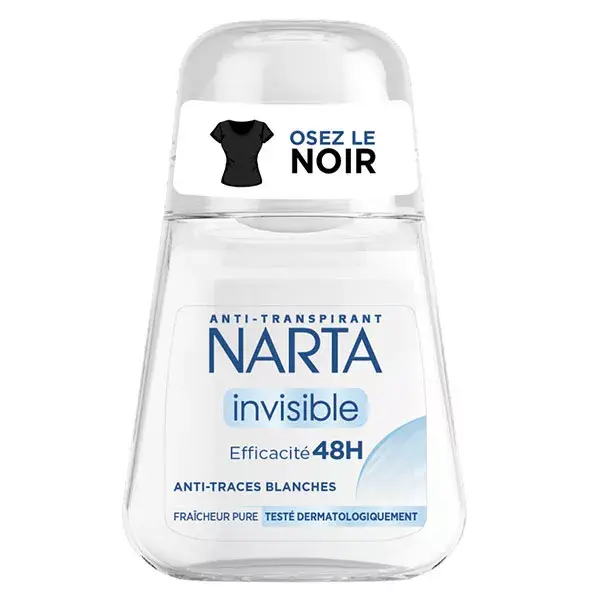 Desodorante Roll-On Invisível Narta para Mulheres, Antitranspirante 48h, 50ml