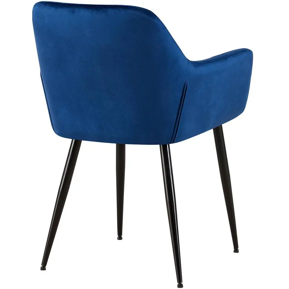CLP Eetkamerstoel Emia zwart Frame - Fluweel - blauw