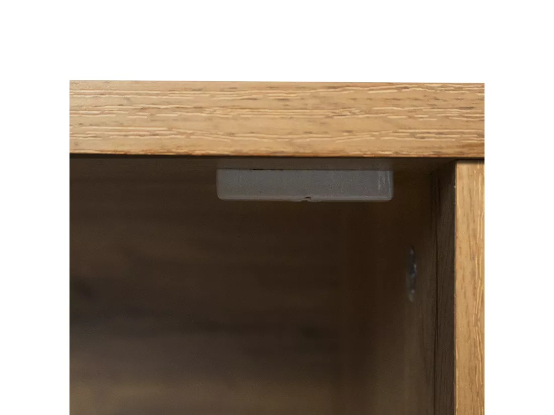 Meuble TV moderne effet bois avec 2 portes et 2 compartiments ouverts 160x35x45cm Dhaasti