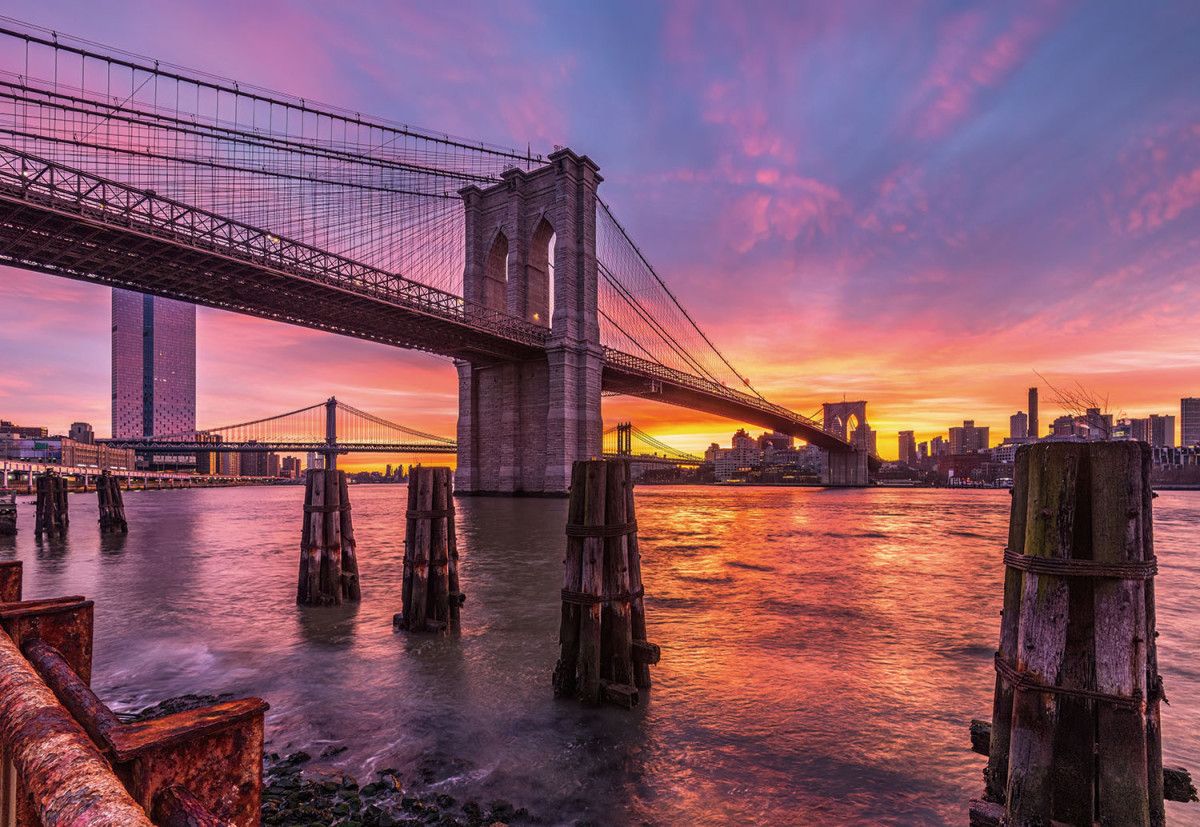 Glasschilderij Brooklyn Bridge NYC 110160-216B160 x D0.4 x H110 cm