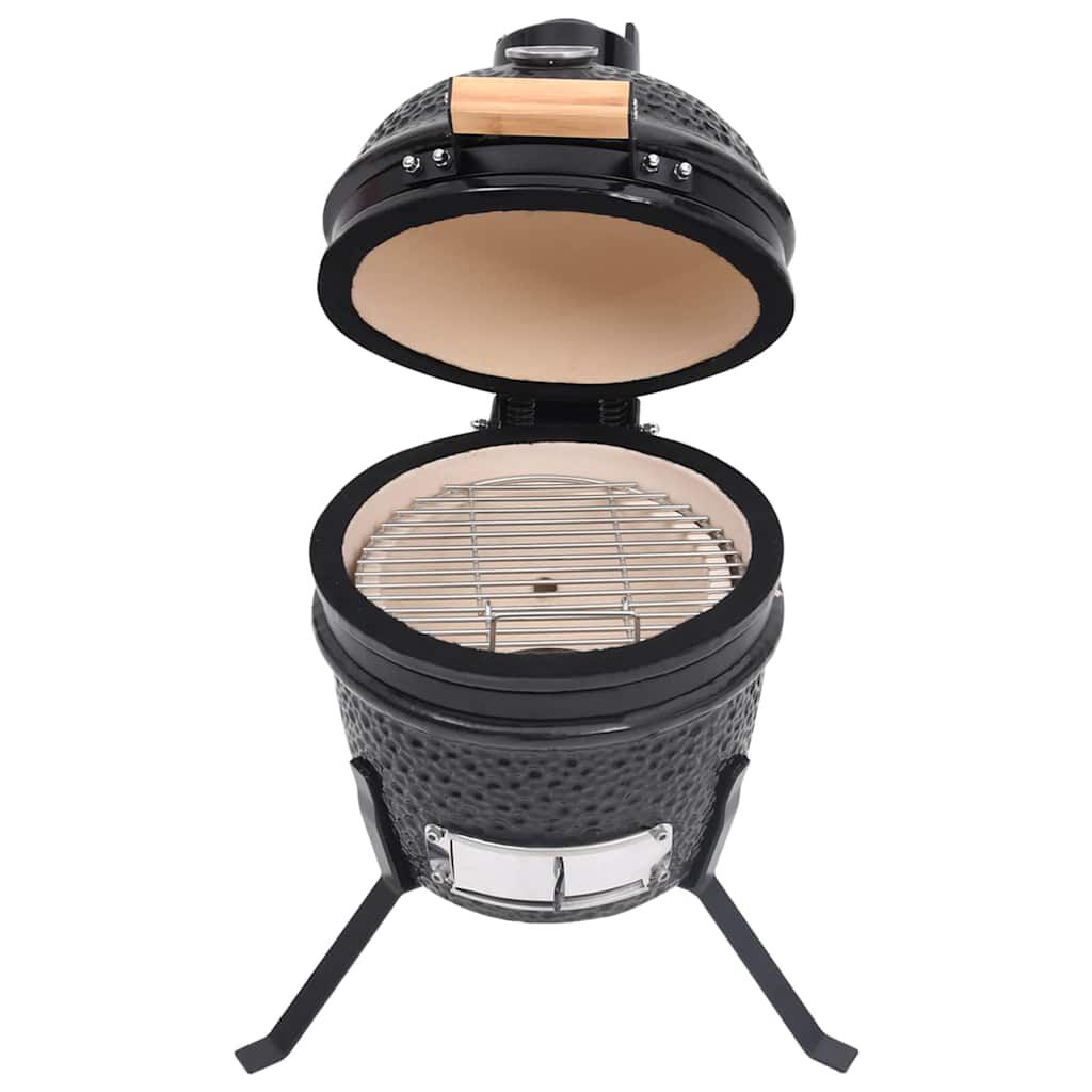 vidaXL Keramische Kamado Grill met Rookoven, 2-in-1, 56 cm, Zwart