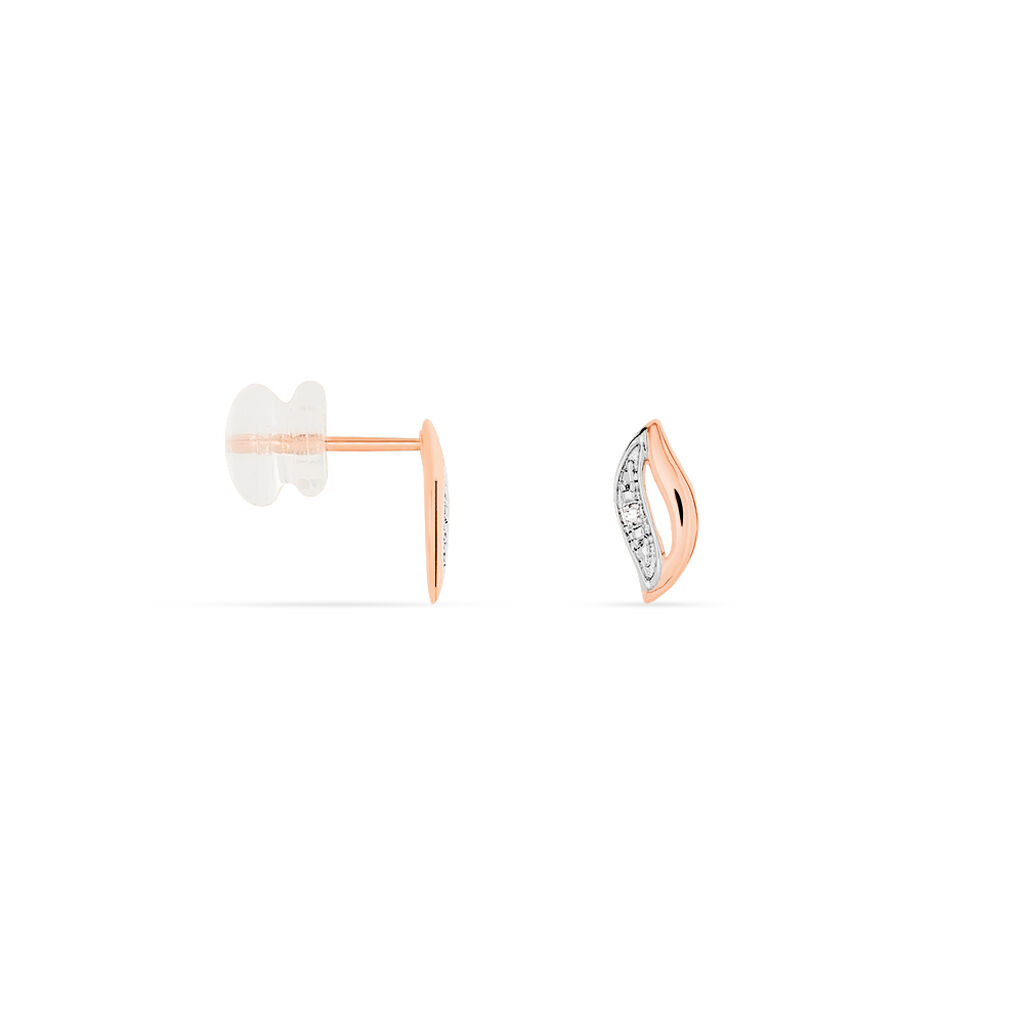 Boucles D'oreilles Puces Smeralda Or Rose Diamant