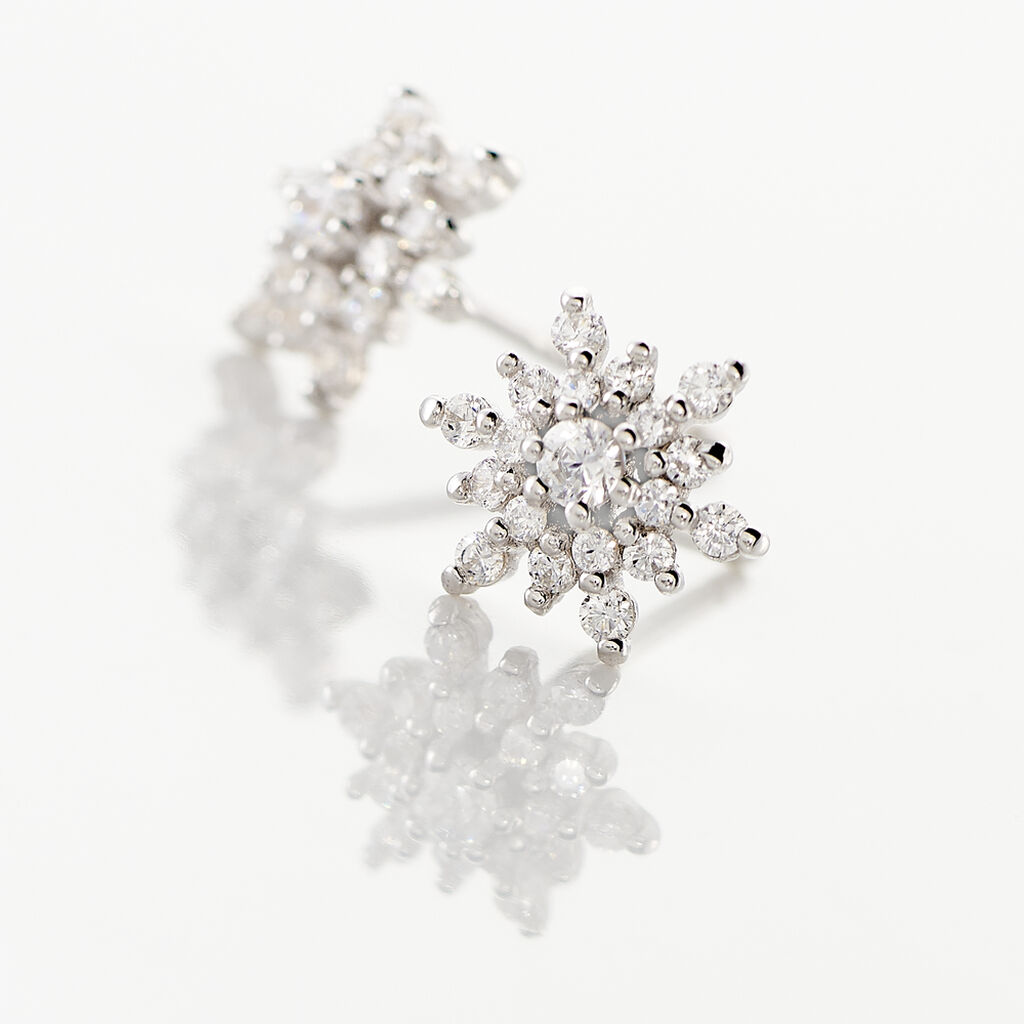 Boucles D'oreilles Puces Cyriac Argent Blanc Oxyde De Zirconium