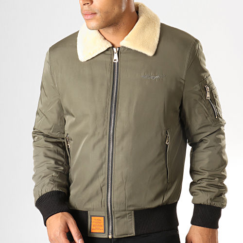 Bomber Col Mouton Versmold Vert Kaki