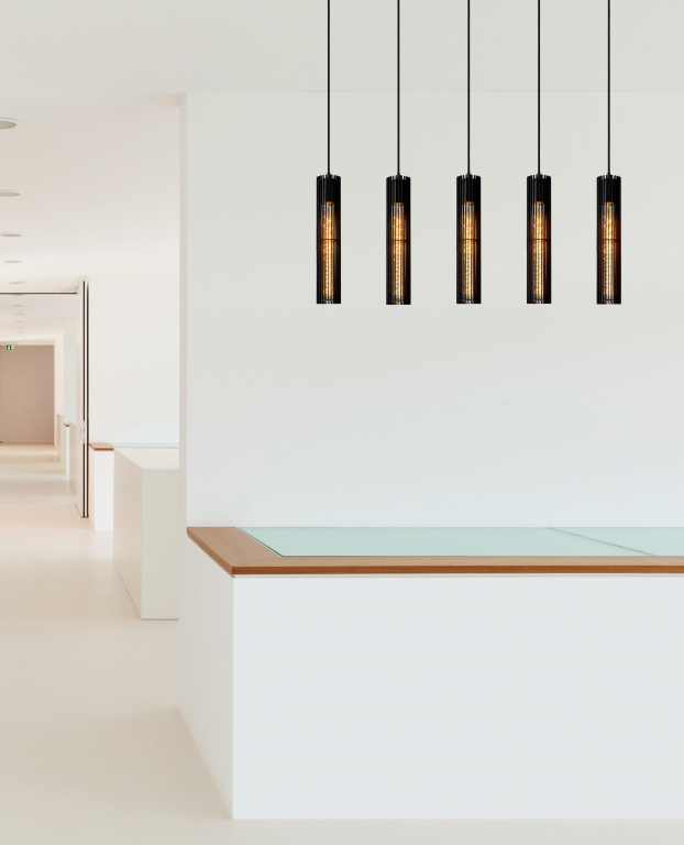 Lucide Lionel 5 cluster hanglamp lineair zwart