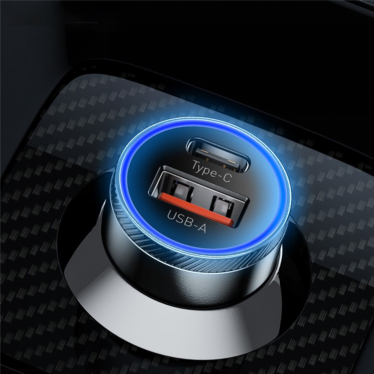 (54W) Universal USB A / USB C Auto KFZ Ladegerät mit LED Beleuchtung - Schwarz